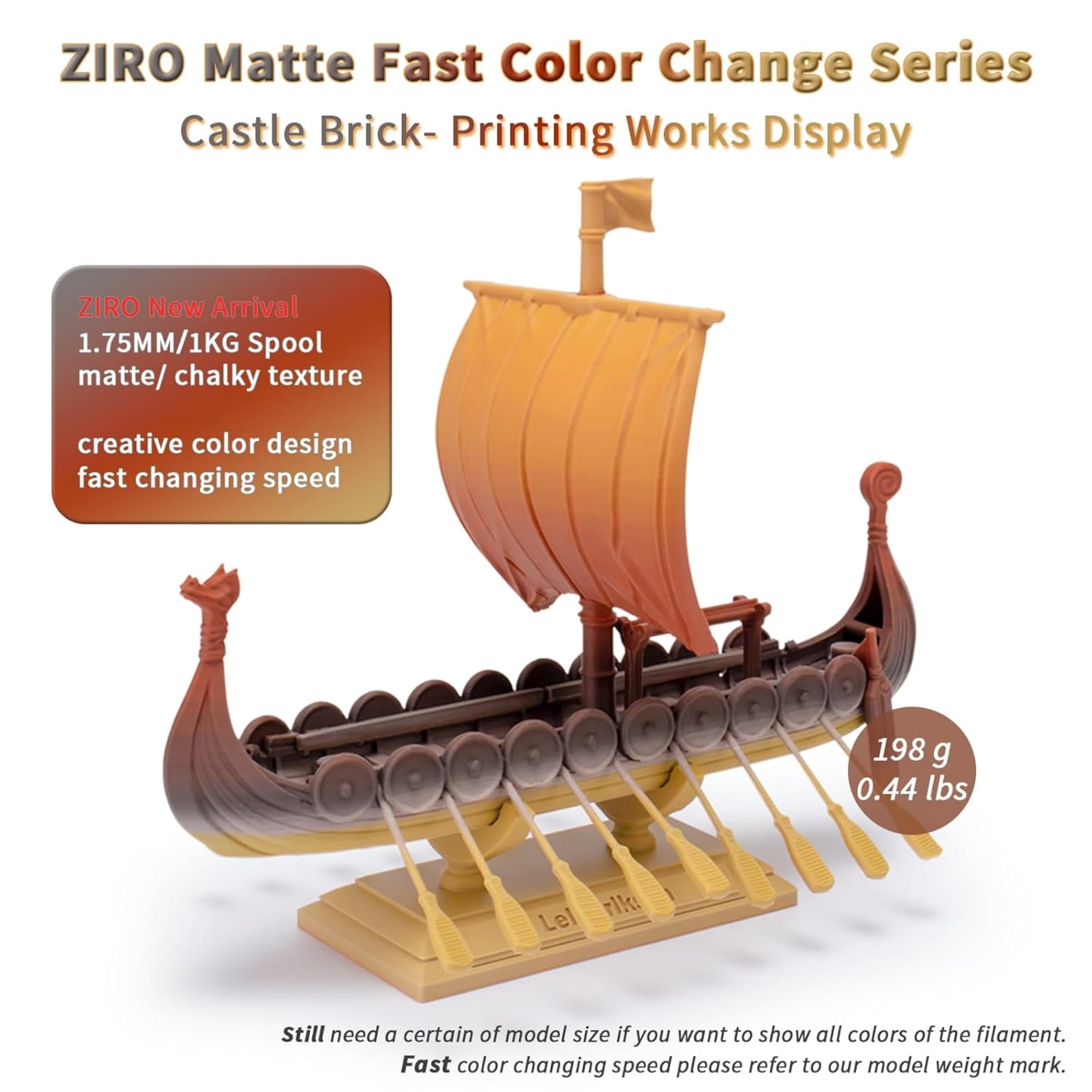 Ziro 3D Gradient Matte PLA 1.75mm 1kg, Castle brick