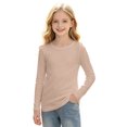 thumbnail image 2 of Girls Crew Neck Shirt Long Sleeve Ribbed Solid Slim Fit Basic Tee Fall Tops, 2 of 6