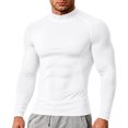 thumbnail image 2 of Fabrcox Mens Muscle Shirt Quick Dry Mock Neck Long Sleeve Shirts for Men Slim Fit Breathable Basic Gym Fitness Workout Shirts for Men White XL, 2 of 10