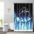 thumbnail image 3 of 72x72inch Merry Christmas Shower Curtain White Christmas Reindeer Sleigh Santa Claus Curtain for Bathroom Sparkly Dots Romantic Winter Night Dreamy Pine Forest Elk Bokeh Decor with Hooks, 3 of 6