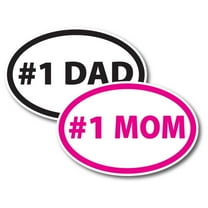Magnet Me Up #1 Mom and #1 Dad Combo Pack Oval Magnet Decal, 4x6 In, Vinyl Automotive Magnet