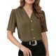 thumbnail image 3 of TaTaai Shoulder Ruffle Detail Top for Women, Short Sleeve Open Front Summer Blouse, Casual Cardigan with Metal Button Closure Gift, 3 of 6