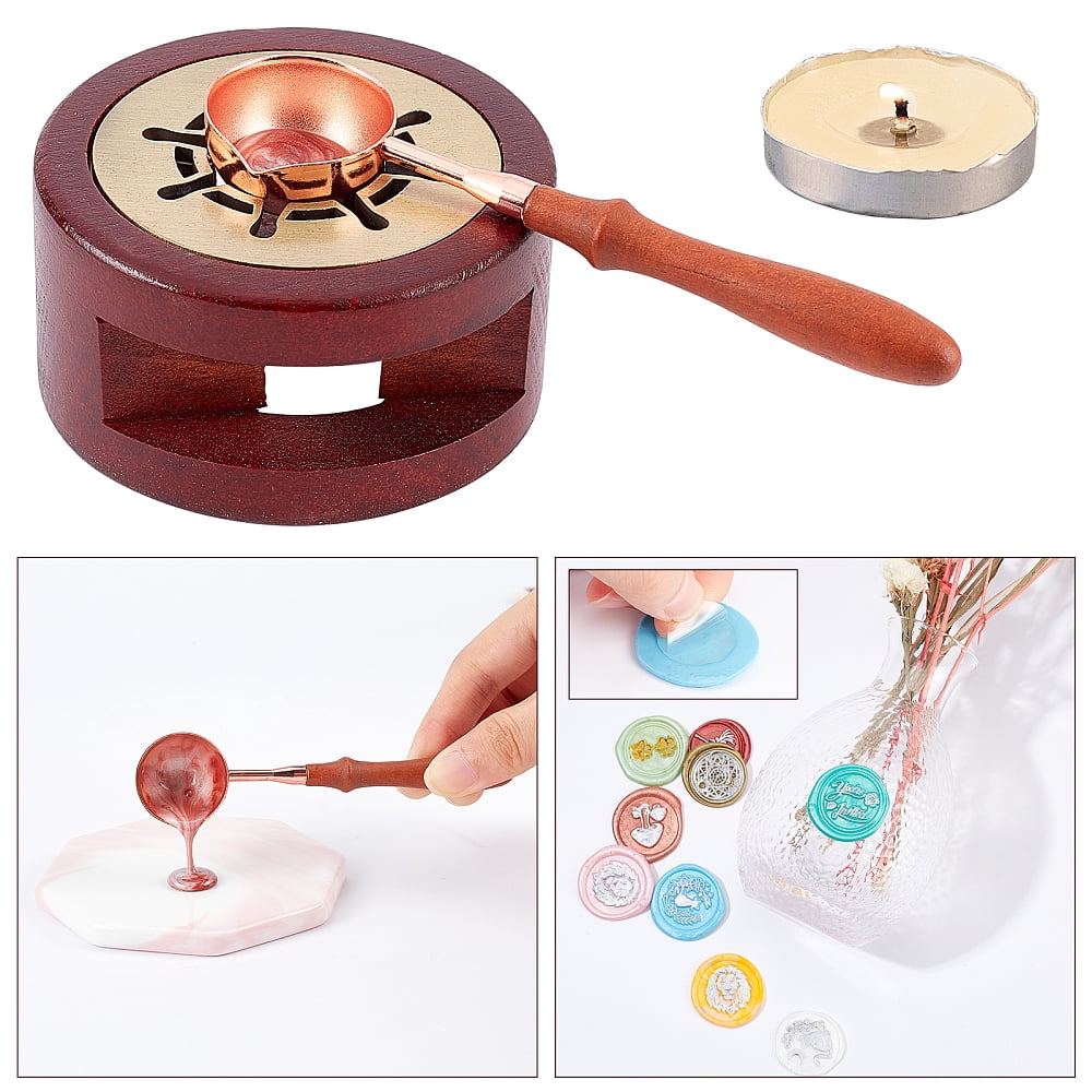 1 set DIY Scrapbook Making Kits Including Sealing Wax Particles Porcelain Cup Coasters Stainless Steel Wax Sticks Melting Spoon Candle and Label Stickers Mixed color 9mm 10 colors 30pcs/color 300pcs