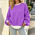 thumbnail image 5 of NominalSnug Womens Oversized Sweatshirts Crewneck Long Sleeve Pullover 2026 Cute Color Block Casual Fleece Tops, 5 of 8