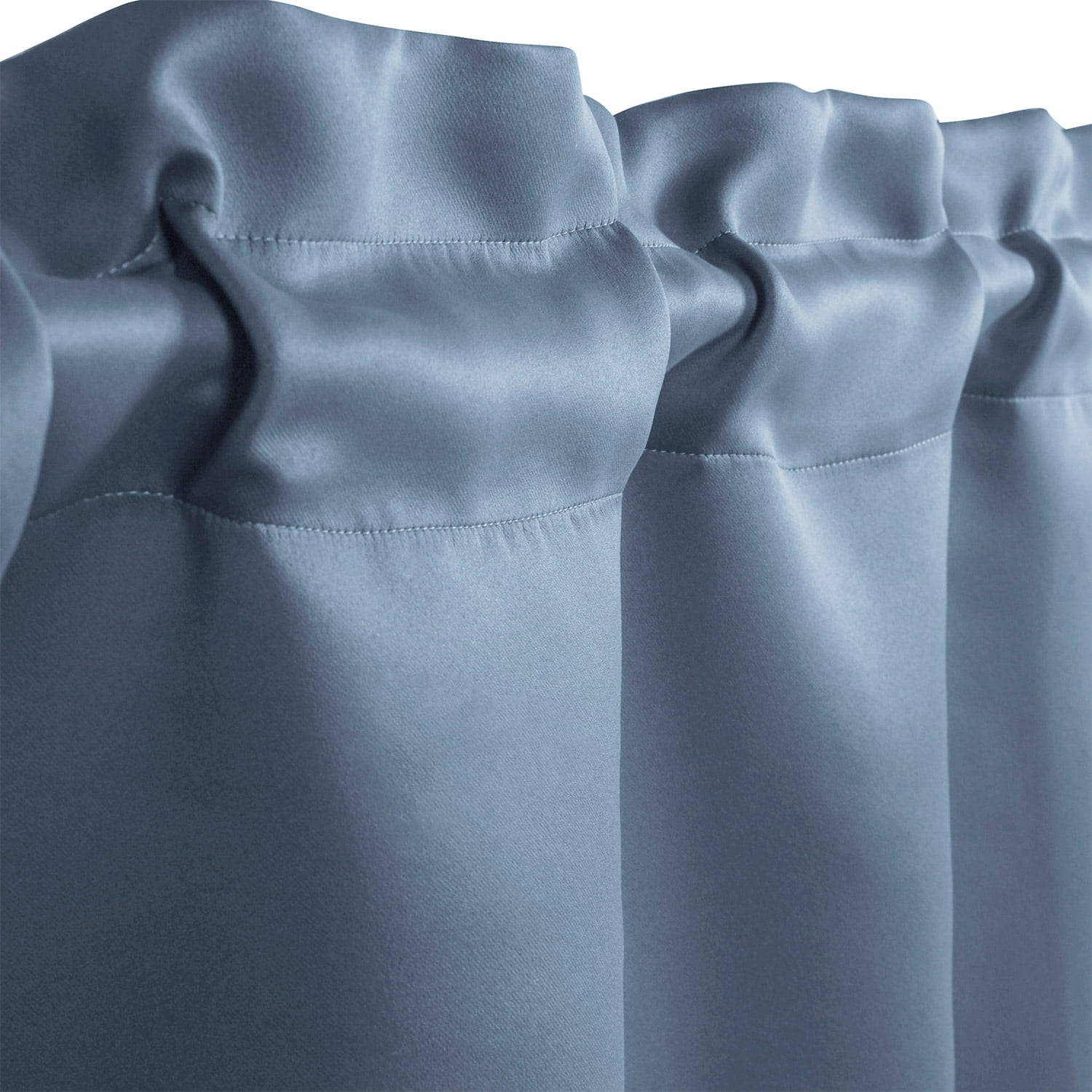 HIG Blue Scalloped Half Curtain with blackout for Kitchen,2 Panels,30"x 24"