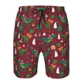 thumbnail image 3 of Honeii's Dinosaur Christmas Print Men's Casual Shorts with Drawstring，Swim Trunks Quick Dry Beach Shorts, 3 of 5