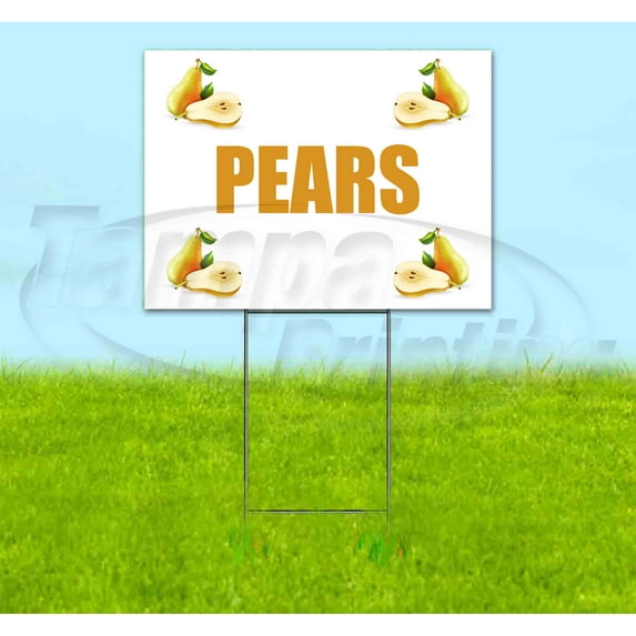 Pears (18" x 24") Yard Sign, Includes Metal Step Stake