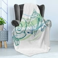 thumbnail image 4 of Seashells Soft Flannel Fleece Throw Blanket, Pastel Color Graphics of Mollusk Sketchy Features and Other Sea Elements, Cozy Plush for Indoor and Outdoor Use, 70" x 90", White Green, by Ambesonne, 4 of 5