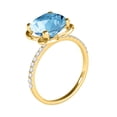thumbnail image 3 of Mauli Jewels Rings for Women 2.25 Carat.Twt Cushion Shape Blue Topaz And Diamond Ring 4 Prong 10K Yellow Gold, 3 of 7