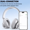 thumbnail image 5 of VEATOOL T1 Bluetooth Headphones Over Ear,72H Playtime, Wireless Headphones with Microphone,Hi-Res Audio Foldable Lightweight Headset, Deep Bass, Memory Foam Ear Cups,Home,Travel, Office Silver, 5 of 9