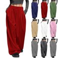thumbnail image 1 of Pincandy Women's Fashion Casual Solid Color Ruched Elastic Waist Pants - Loose Fit for Outdoor Activities, 1 of 6