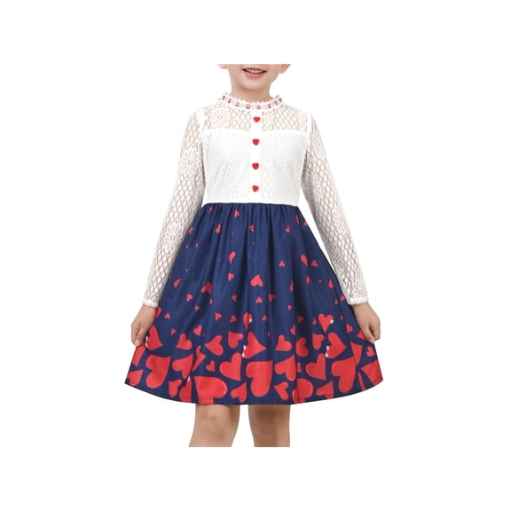Sunny Fashion Girls Dress Valentines Love Heart Floral Lace Party Wedding Birthday 12 Years