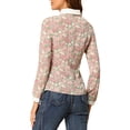thumbnail image 3 of INSPIRE CHIC Women's Contrast Collar Button Down Long Sleeve Floral Blouse Shirt, 3 of 6