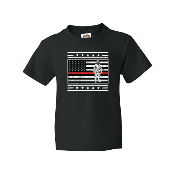 Inktastic Firefighter Flag Fireman First Responder Gift Youth T-Shirt