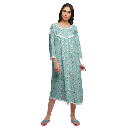 

Moomaya Cotton Printed Button Down Nightdress For Women Nursing Night Gown