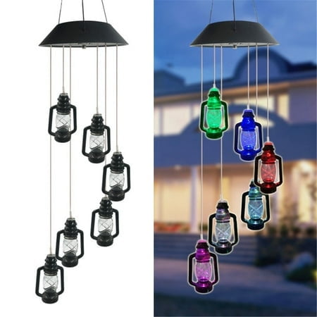 Home Courtyard Solar KeroseneBottle Wind Chime Lamp Pendant Decoration Chimes Solar Wind Chimes Outdoor Color Changing Glass Wind Chimes for outside Deep Tone Wind Chimes for Women Wind Chime Wolf