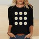 thumbnail image 3 of Tops de Cuello Redondo para las Mujeres Moda Impresa 3/4 Mangas Blusa Casual Top, Estante de Imitación, 3 of 5
