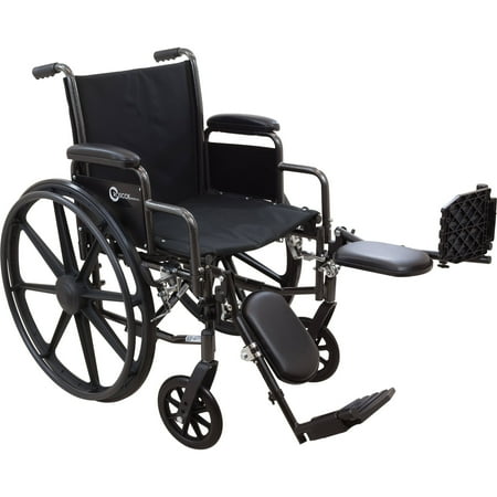 Roscoe Medical Steel K3-Lite Wheelchair, 20" Seat with Elevating Legrests, 300 lb Capacity