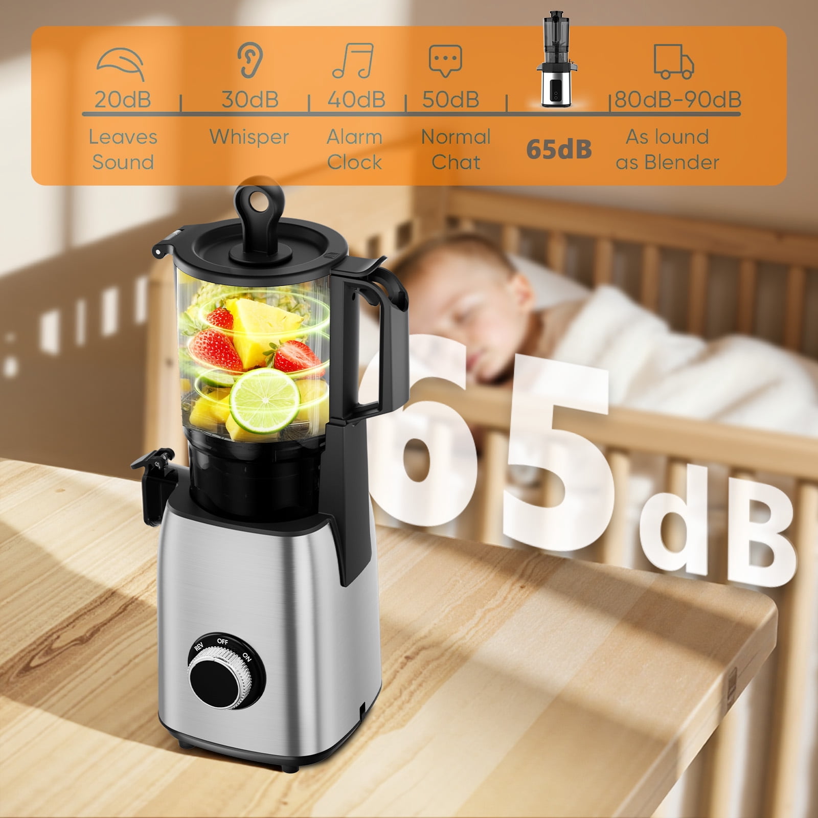 KNDKO Clod Press Juicer, 5.4" Wide Feed Chute Juicer Machine, Slow Masticating Juicer for Whole Vegetables & Fruits