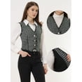 thumbnail image 2 of Unique Bargains Plaid Waistcoat for Women's Fringe Trim Tweed Suit Vest M Black, 2 of 6