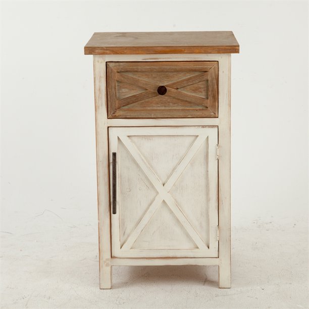 Luxen Home Rustic Antique White Small Console
