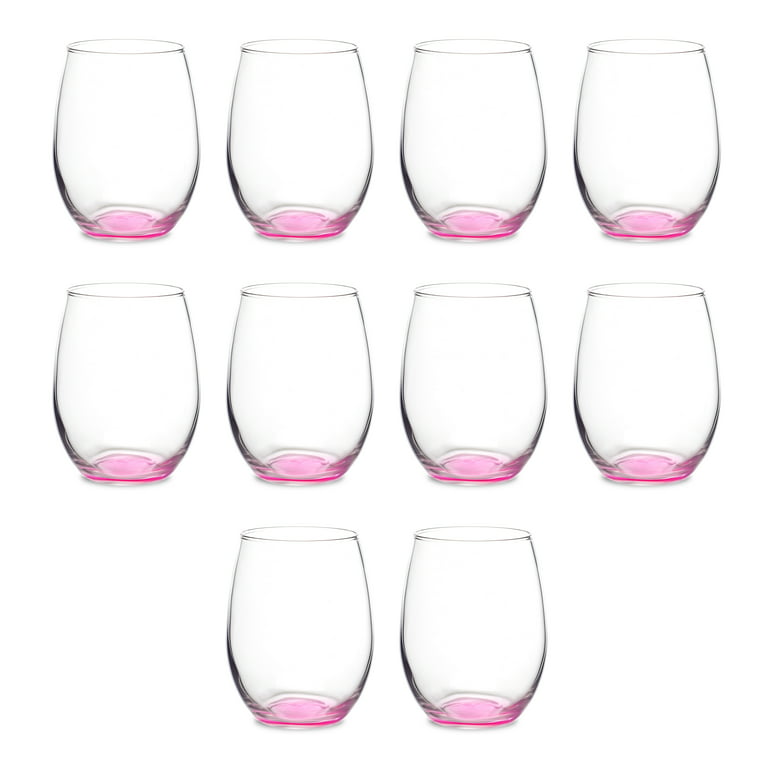 JoyJolt Hue Colored Stemless Wine Glass-Set of 6 Colorful Red or White Wine  Drinking Glasses- 15 oz