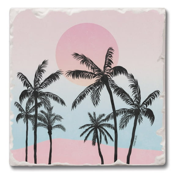 Thirstystone Palm Tree Coast 4-Pack Tumbled Tile Stone Coasters