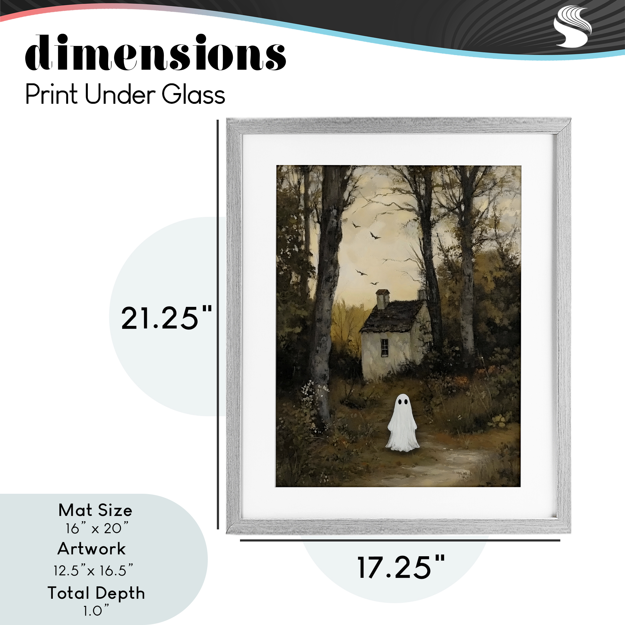 Little Ghost in Cottage Forest Gray Framed Print Under Glass, design by Arlington Prints