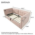thumbnail image 3 of Twin Size Upholstered Daybed with Charging, Comfy Velvet Sofa Bed with Hydraulic Storage, Wooden Slats and Tufted Back, Without Mattress, Pink, 3 of 9