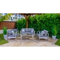 thumbnail image 2 of Belvedere 4-Piece Brushed Aluminum Outdoor Patio Furniture Conversation Sofa Set w/ Loveseat Sofa, Two Armchairs, and Coffee Table, 2 of 8