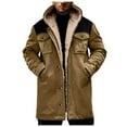thumbnail image 5 of RYDCOT Winter Jackets for Men Vintage Faux Suede Fleece Sherpa Lined Long Coat Casual Thick thermal Cargo Zip up Snap Jacket with Pocket Western Khaki, 5 of 9