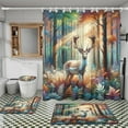 thumbnail image 4 of Vintage Hunting Theme Pheasants 4 Piece Shower Curtain Sets,Rustic Cabin Farmhouse Fall Forest Wildlife Ducks Deer Non-Slip Rugs,Toilet Lid Cover and Bath Mat,Durable and Waterproof,for Bathroom, 4 of 8