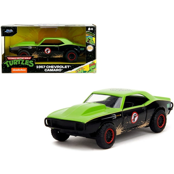 1967 Chevrolet Camaro "Teenage Mutant Ninja Turtles" Black and Green (Dirty) "Hollywood Rides" Series 1/32 Diecast Model Car by Jada