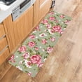 thumbnail image 4 of Kitchen Rugs and Mats,Pink Flowers Peony Sage Green 2 Piece Anti Fatigue Area Runner Rug Set Comfort Standing Floor Mat,Farmhouse Vintage Watercolor Floral Non Slip Absorbent Doormats for Laundry, 4 of 5