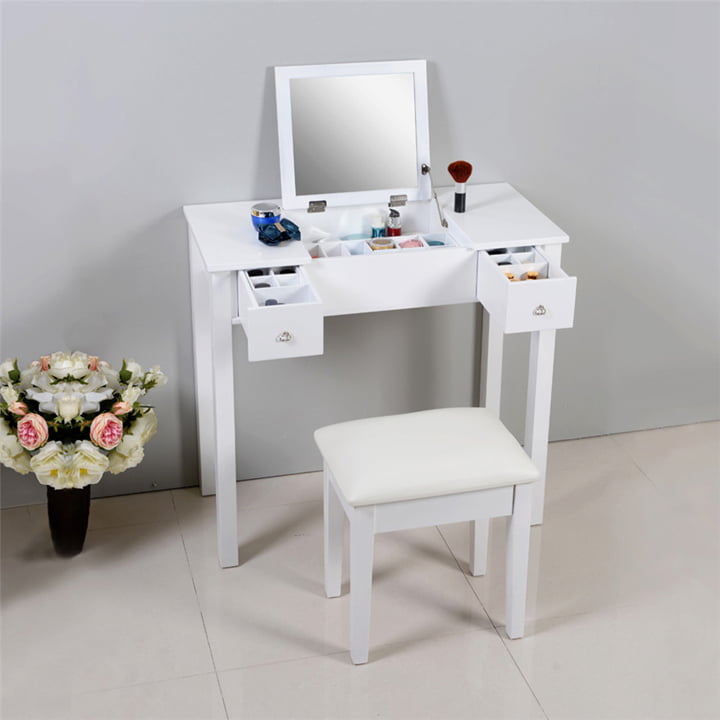 Organizedlife White Mirrorred Makeup Desk Vanity Table Cosmetics