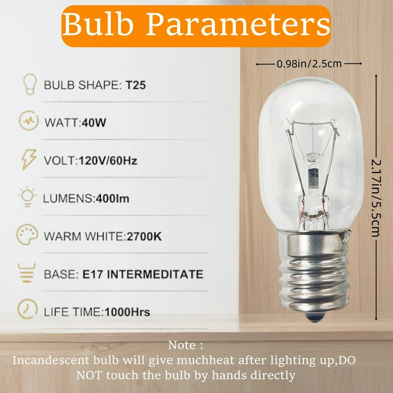 Khaosen Microwave Light Bulb E17 40W T8 Warm White 6pk - Walmart.com