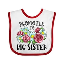 Inktastic Promoted to Big Sister with Flowers Girls Baby Bib
