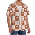 thumbnail image 2 of Rateoe Brown Palms Print Mens Front Pocket Hawaiian Shirts Casual Shirts Short Sleeve Button Down Beach Tropical Shirts-4X-Large, 2 of 5