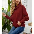 thumbnail image 6 of Foreseew Sweaters Women Solid Turtleneck Mock, Teepors Batwing Cowl Neck Sweater, Oversized Pullover with Pockets, 6 of 7