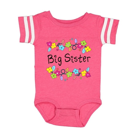 

Inktastic Big Sister - bright flowers Gift Baby Girl Bodysuit