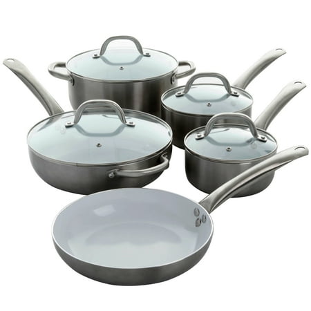 Oster Montecielo 9 Piece Cookware Set in Metallic Titanium