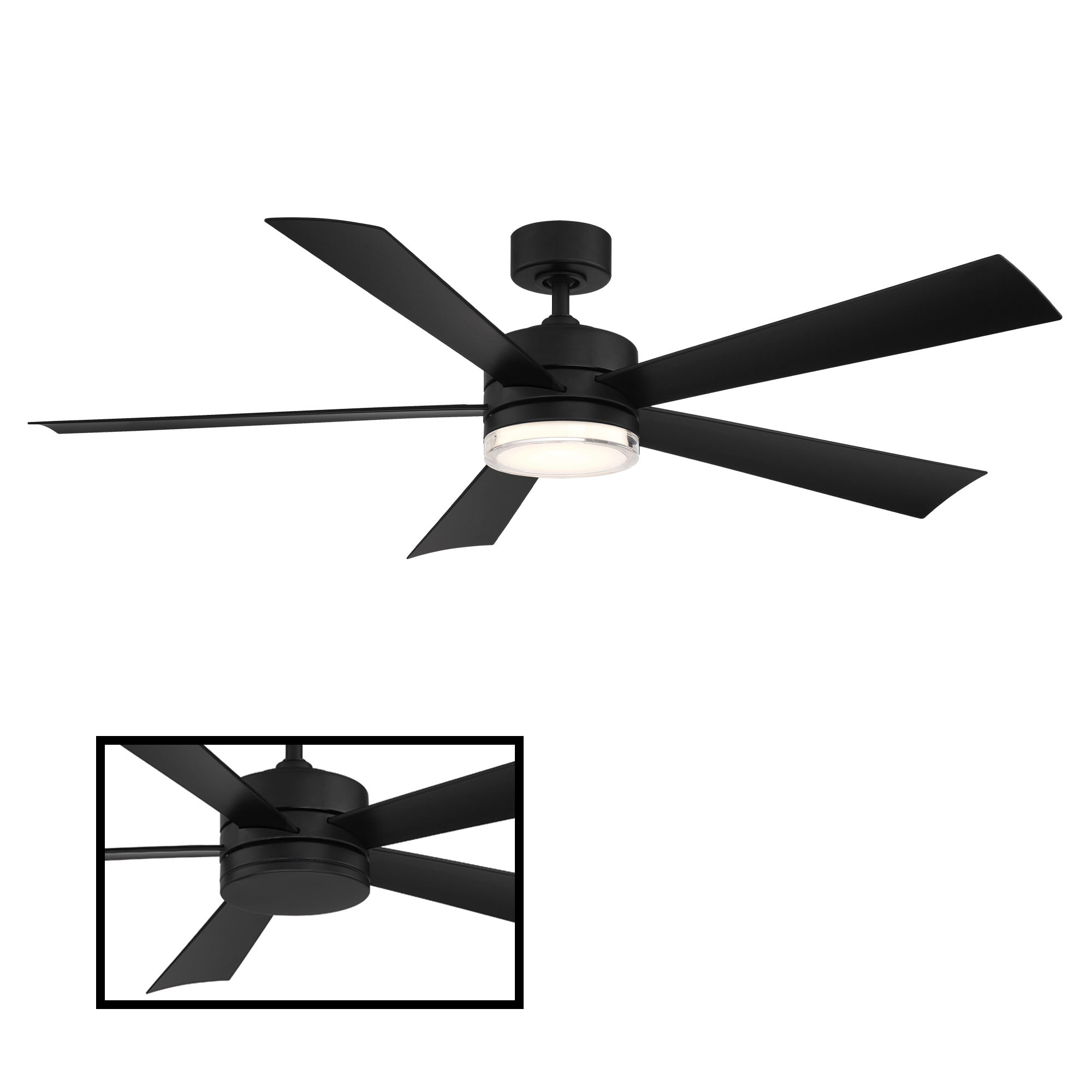 Wynd 60" Matte Black Integrated LED Smart Ceiling Fan with Remote Control