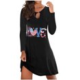 thumbnail image 1 of Qertyioot Cadeau de la Saint-Valentin! Imprimé de la Saint-Valentin pour Femmes Mode Décontractée Robe Chandail à Col Rond à Manches Longues, 1 of 4