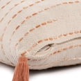 thumbnail image 2 of Ox Bay Top Variegated Stripe Cotton Blend Handmade Throw Pillow with Tassels, 20" x 20", 2 of 9
