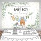 thumbnail image 2 of Fondo de bebé niño para baby shower, hojas verdes, decoraciones para baby shower, acuarela floral, eucalipto, puntos dorados, decoración para mesa de pastel, pancarta, accesorios de estudio para, 2 of 3