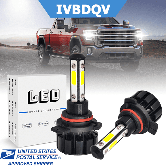 For GMC Sierra 1500 2014-2015 LED Headlight Bulbs 9012 High/Low Beam 2Pcs 6000K Super Bright White