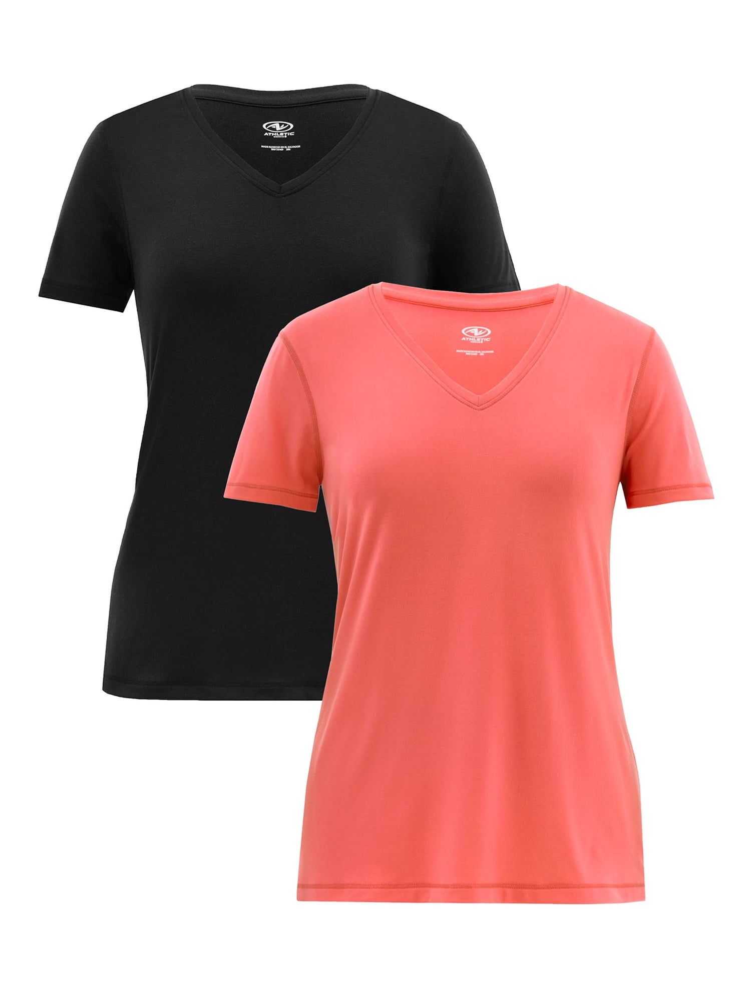 Athletic Works Women's Active VNeck TShirt with Short Sleeves, 2Pack