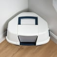 thumbnail image 4 of IRIS Large Corner Cat Litter Box with Lid | Enclosed Design, Handle & Buckles, Navy/White, 4 of 7