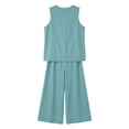 thumbnail image 6 of Akmaiox Two Piece Sets for Women Sleeveless Tank Tops Elastic Waist Drawstring Wide Leg Pants with Pockets Trendy Stripes Casual Loose Summer Vacation Lounge Sets S-3XL, 6 of 10
