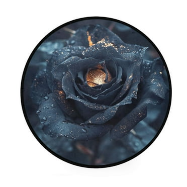 BZSMCE Round Decorative Floor Mat Glistening Noir Pattern 36.2IN